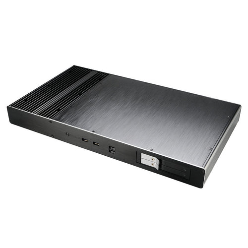 Akasa Galileo TU Thin-Mini-ITX 1U kabinett aluminium svart forfra
