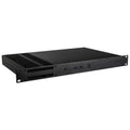 Akasa Galileo TU3 Thin-Mini-ITX 1U kabinett aluminium svart forfra