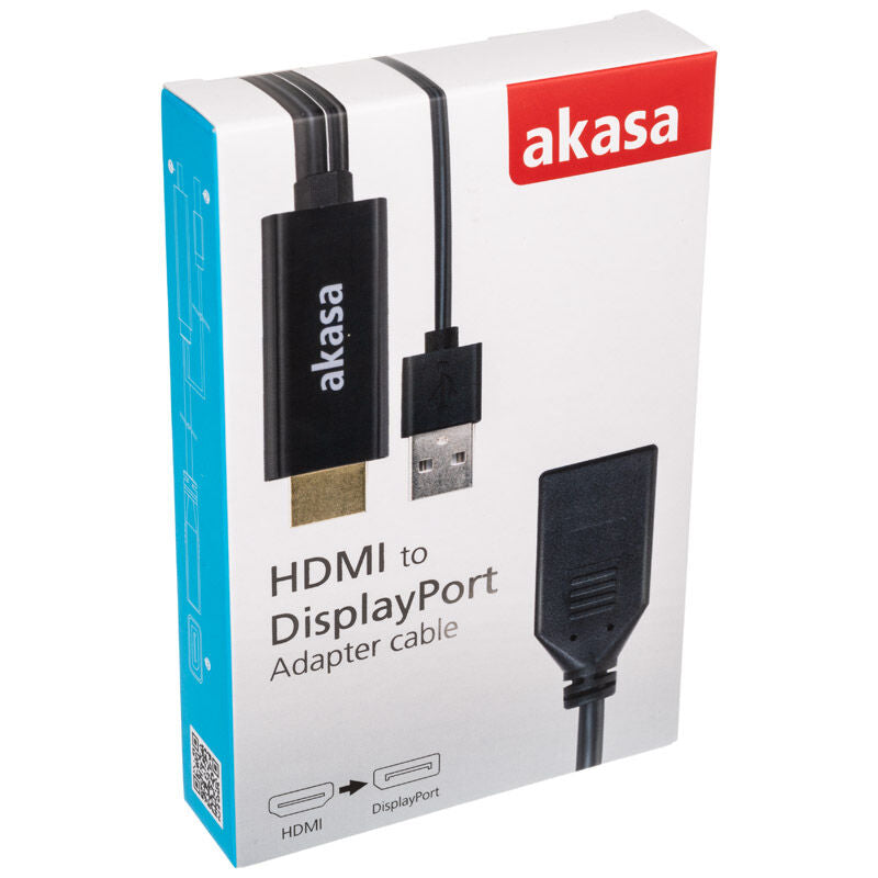 Akasa HDMI til DisplayPort adapterkabel 25 cm vinkelbilde