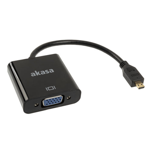 Akasa Micro HDMI til VGA konverteradapter svart forfra