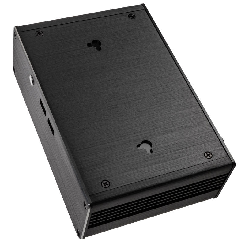 Akasa Newton CTN UCFF kabinett Intel NUC passiv svart nærbilde av porter