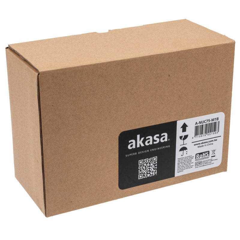 Akasa Newton CTN UCFF kabinett Intel NUC passiv svart sammenligning med standard objekt