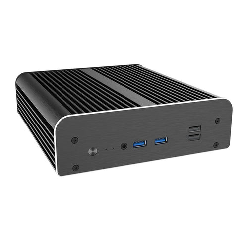 Akasa Newton WS NUC-kabinett passiv kjøling Intel NUC svart forfra