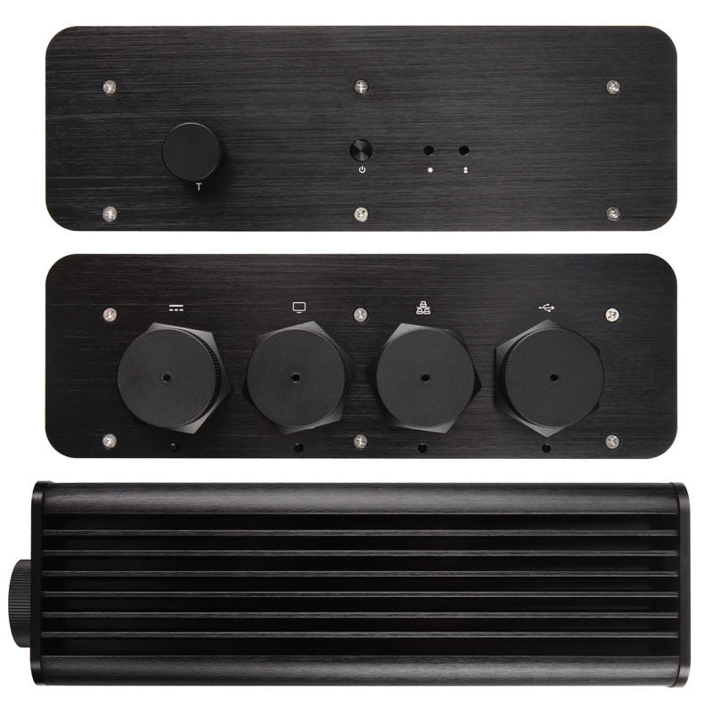 Detalj av Akasa Pascal MD UCFF kabinett Intel NUC IP65 svart