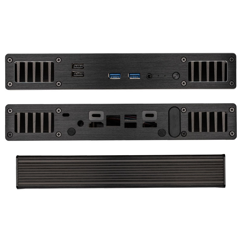 Detalj av Akasa Plato WS UCFF kabinett Intel NUC 11/12/13 Pro vifteløs svart aluminium