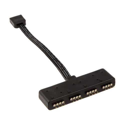 Akasa RGB LED splitterkabel 4-Pin 10 cm svart forfra