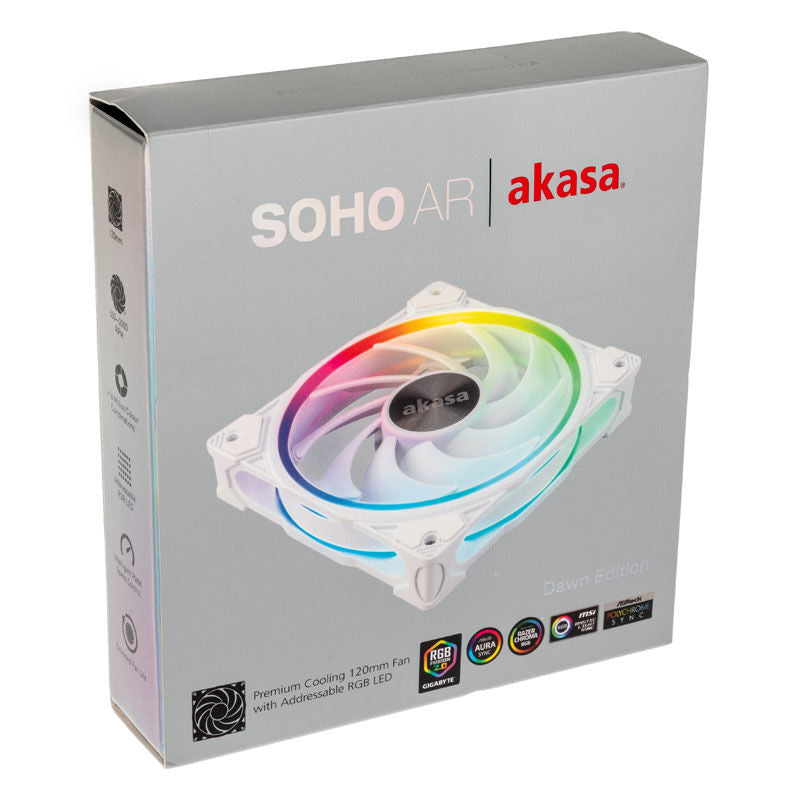 Akasa SOHO AR ARGB PWM vifte 120 mm hvit vinkel