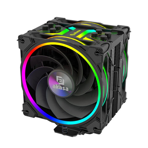 Akasa SOHO H4 Plus CPU-kjøler med AR12 Reverse vifte ARGB svart forfra