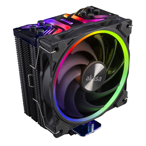 Akasa SOHO H4 Plus CPU-kjøler 120 mm ARGB singeltårn svart forfra