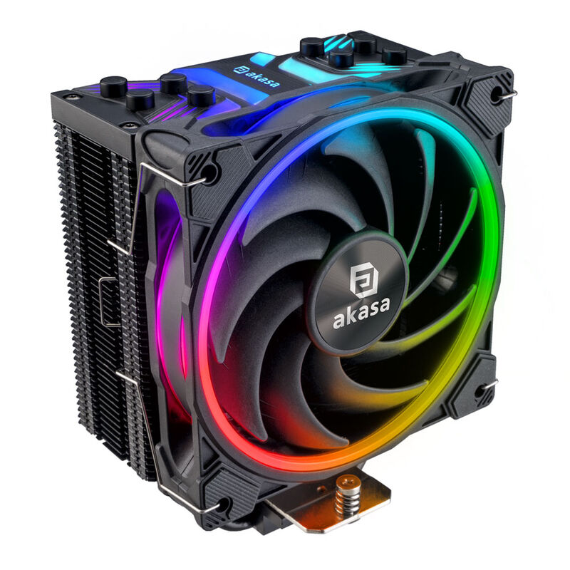 Montert Akasa SOHO H4 Plus CPU-kjøler med AR12 Reverse vifte ARGB svart i PC