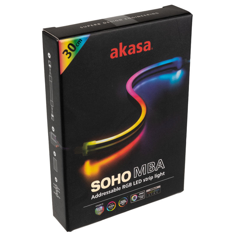 Akasa SOHO MBA ARGB LED-strip 30 cm 27 LED hvit magnetisk monteringsskinne