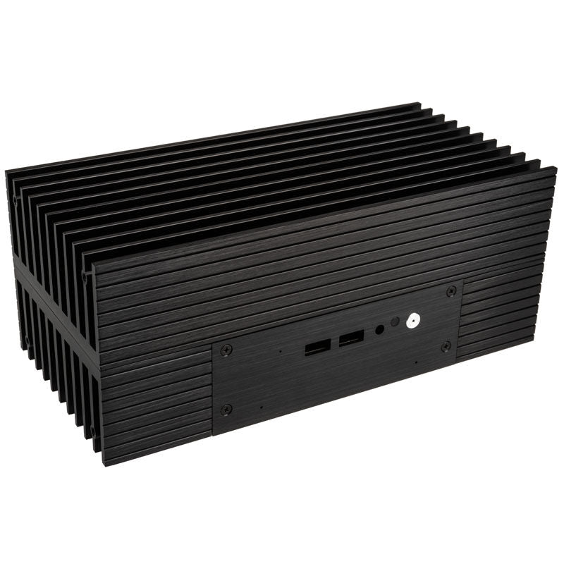 Akasa Turing kabinett bakside med porter for Intel NUC