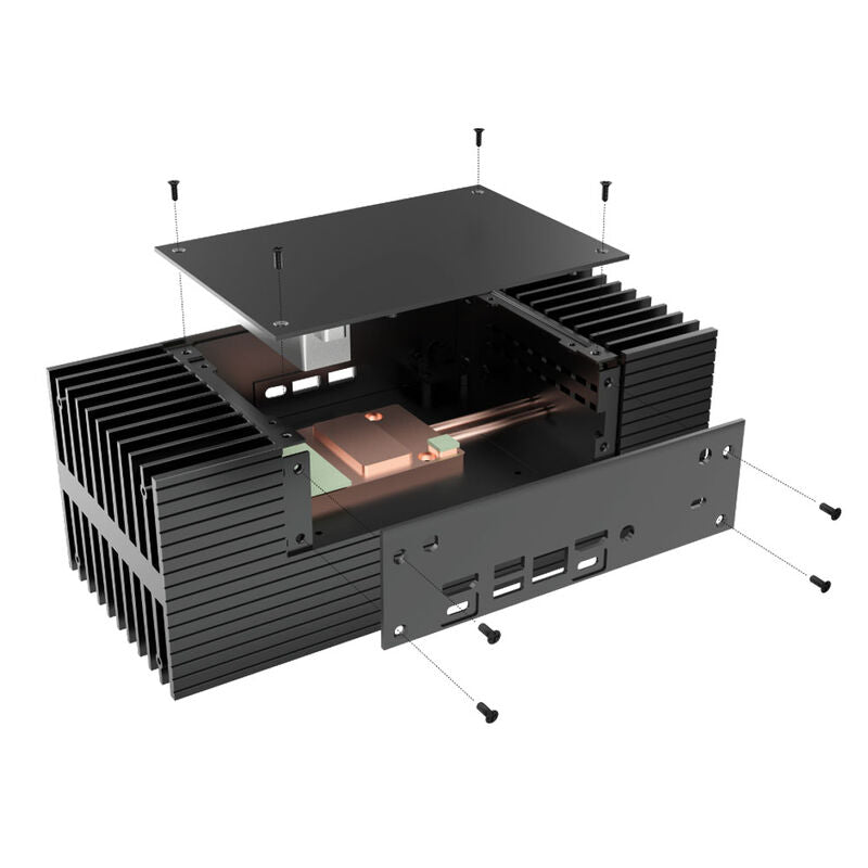 Akasa Turing RC Pro UCFF-kabinett ASUS NUC nærbilde av USB-porter