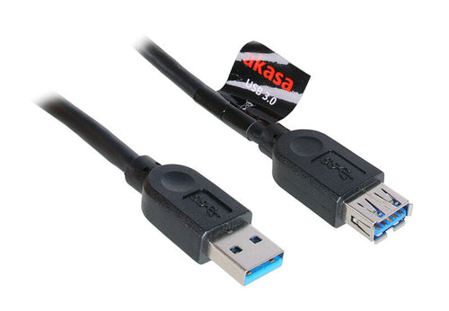 Akasa USB 3.0 skjøtekabel Type A 1,5 m svart forfra