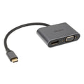 Akasa USB-C 2-i-1 skjermadapter HDMI VGA 4K 60 Hz sølv forfra