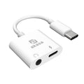 Akasa USB-C til 3,5 mm jack-adapter med Power Delivery hvit forfra