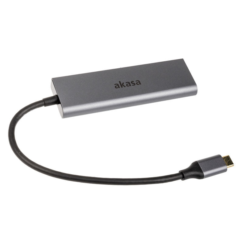 Akasa USB-C til 4x USB-A 3.0 hub sølv forfra
