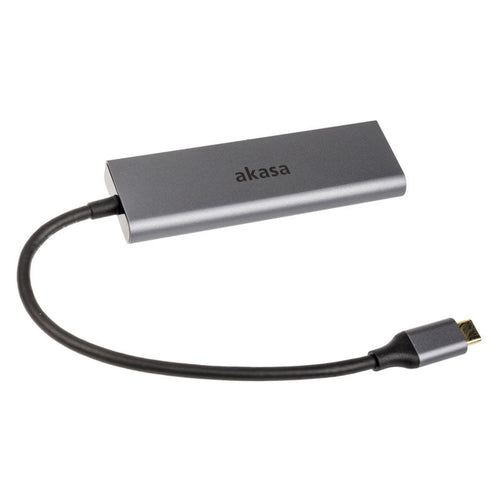 Akasa USB-C til 4x USB-A 3.0 hub sølv forfra