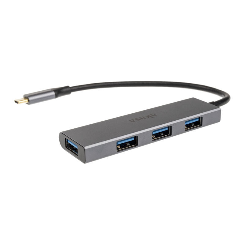 Detalj av Akasa USB-C til 4x USB-A 3.0 hub sølv