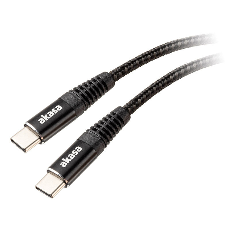 Akasa USB-C til USB-C 100W PD ladekabel 1 m svart forfra
