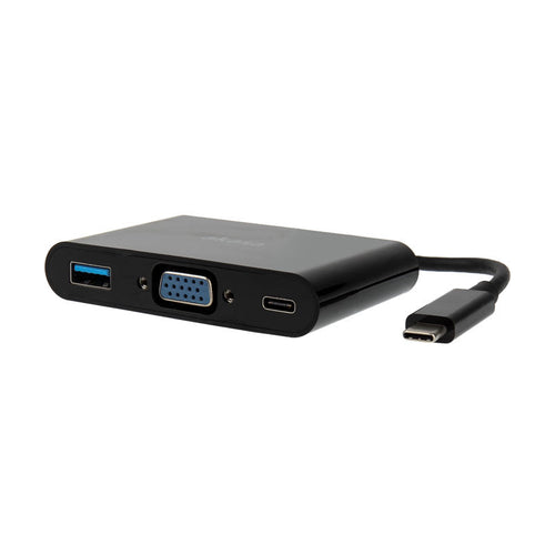 Akasa USB-C til VGA adapter med USB 3.0 Type-A port svart bakside