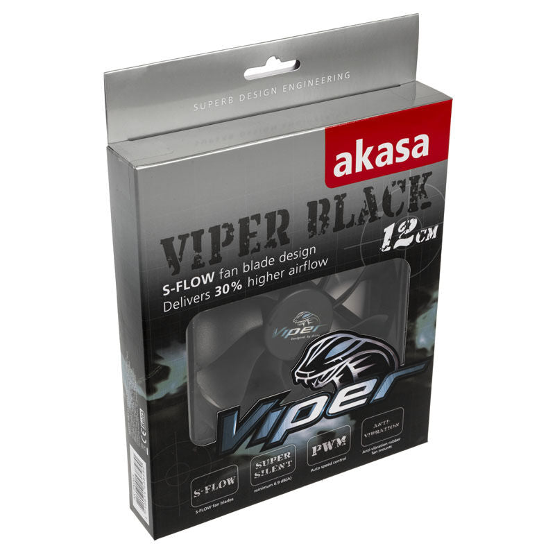 Nærbilde av vifteblader på Akasa Viper PWM vifte 120 mm svart