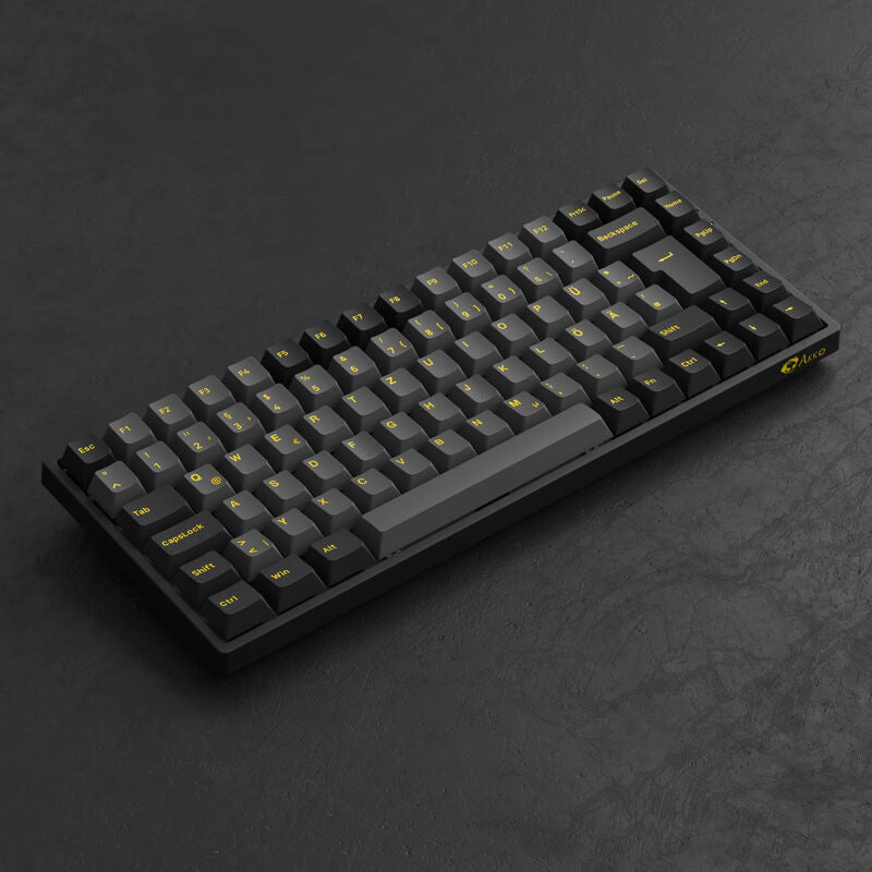 Detalj av Akko Black & Gold 3084B Plus gamingtastatur 75% keycaps