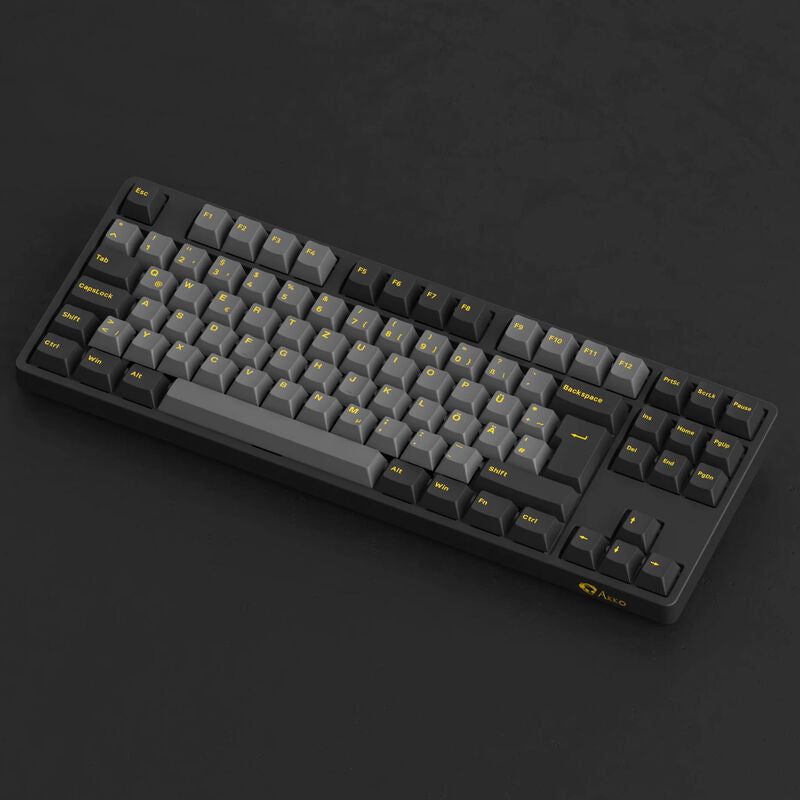 Detalj av Akko Black & Gold 5087S gamingtastatur TKL RGB keycaps