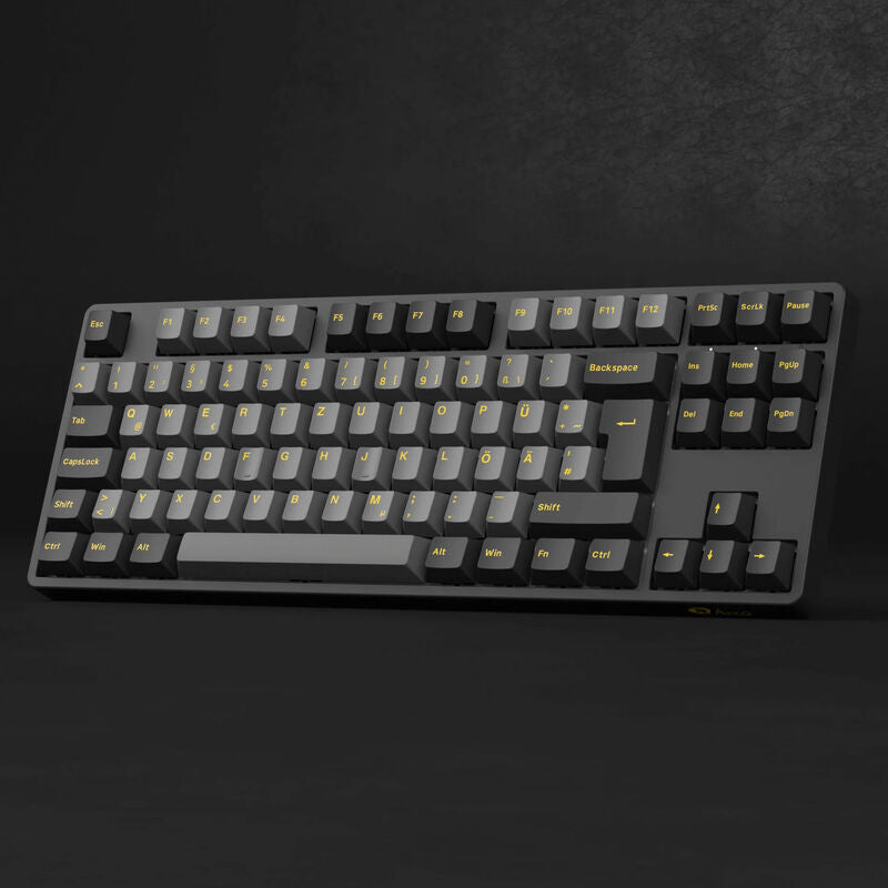 Nærbilde av Akko Black & Gold 5087S gamingtastatur TKL RGB switches