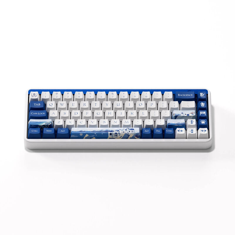 Detalj av tastaturtaster på AKKO JIN 01 Santorin gamingtastatur 65% trådløs Rosewood RGB