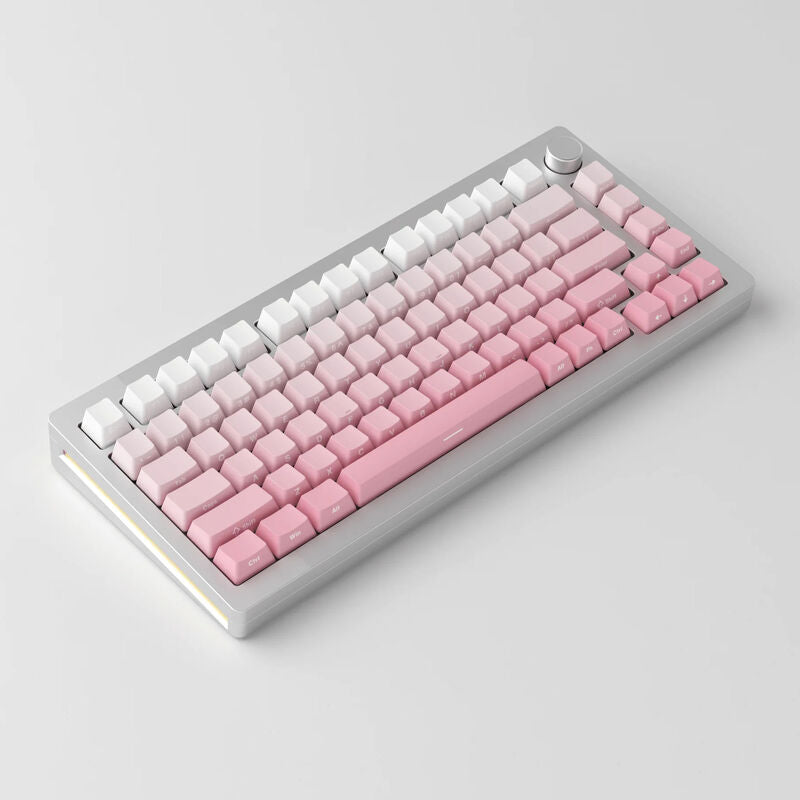Detalj av RGB-belysning på Akko MonsGeek M1W SP Pink&White