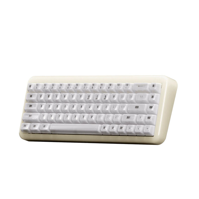 Akko YU01 White Jade gamingtastatur 65% RGB V3 montert på skrivebord