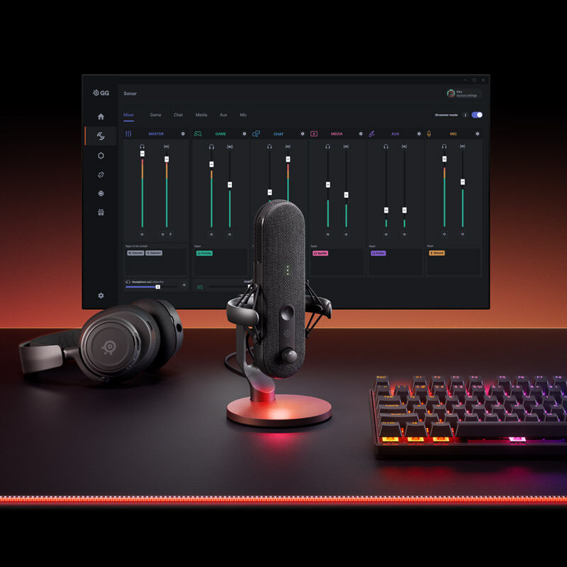 SteelSeries Alias streamingmikrofon USB RGB svart med innkoblingsstatus