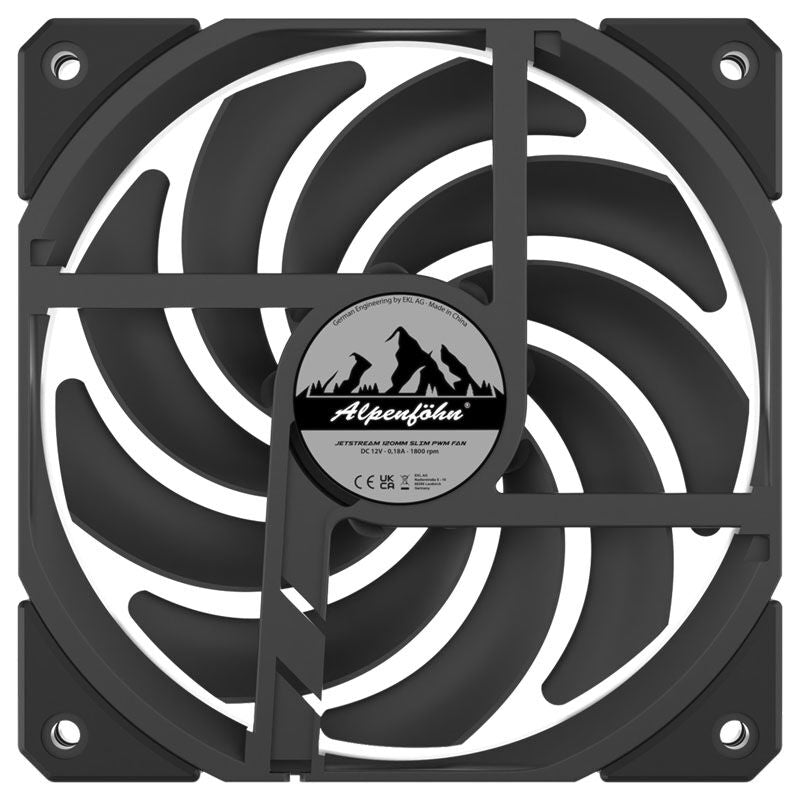 Alpenföhn 120 Jetstream Slim PWM vifte montert i PC