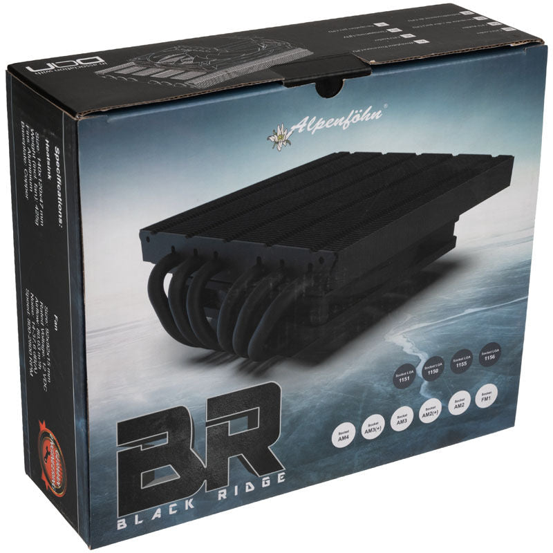 Alpenföhn Black Ridge CPU-kjøler lavprofil 92 mm PWM i bruk