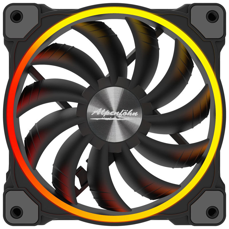 Detalj av Alpenföhn Wing Boost 3 ARGB High Speed PWM vifte 120 mm 3-pakk svart