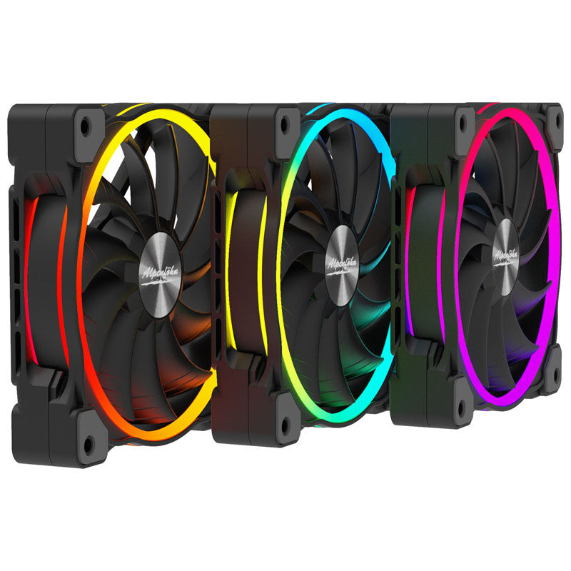 Nærbilde av RGB-belysning på Alpenföhn Wing Boost 3 ARGB High Speed PWM vifte 120 mm 3-pakk svart
