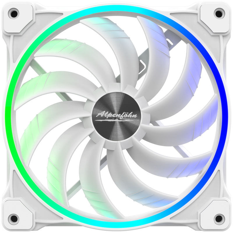 Alpenföhn Wing Boost 3 ARGB PWM vifte 140 mm 3-pakk hvit nærbilde av vifteblad