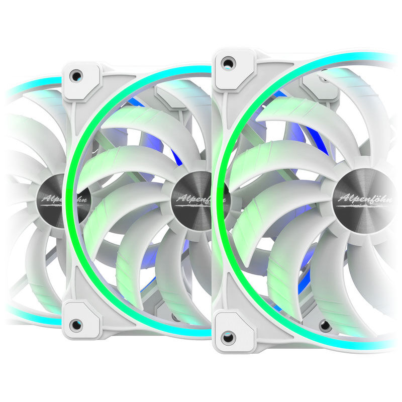 Alpenföhn Wing Boost 3 ARGB PWM vifte 140 mm 3-pakk hvit med fjernkontroll
