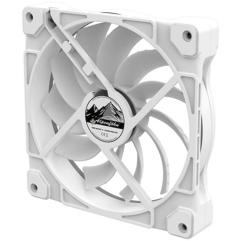 Alpenföhn Wing Boost 3 ARGB PWM vifte 140 mm 3-pakk hvit installasjon i PC-kabinett
