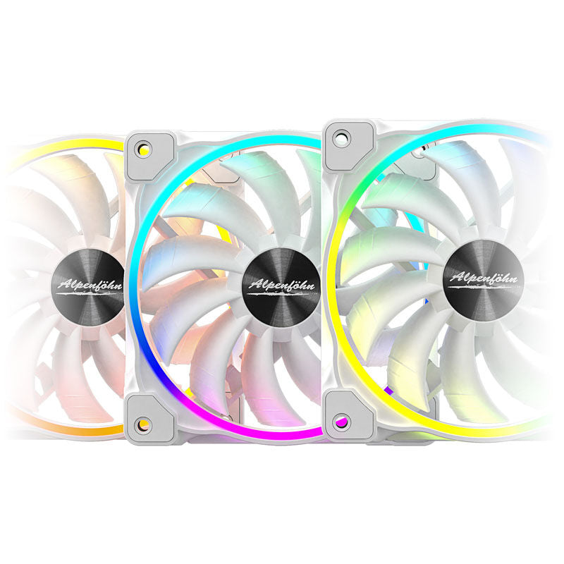 Nærbilde av digital RGB-belysning på Alpenföhn Wing Boost 3 ARGB High Speed vifte