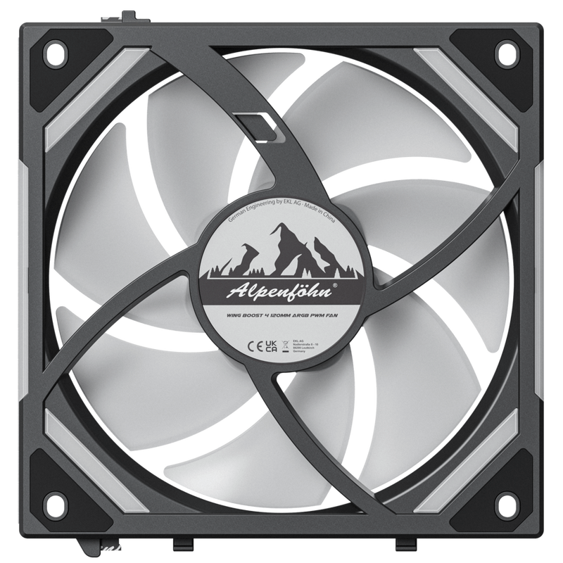 Alpenföhn WingBoost 4 PWM vifte 120 mm RGB svart med synlig RGB-lys