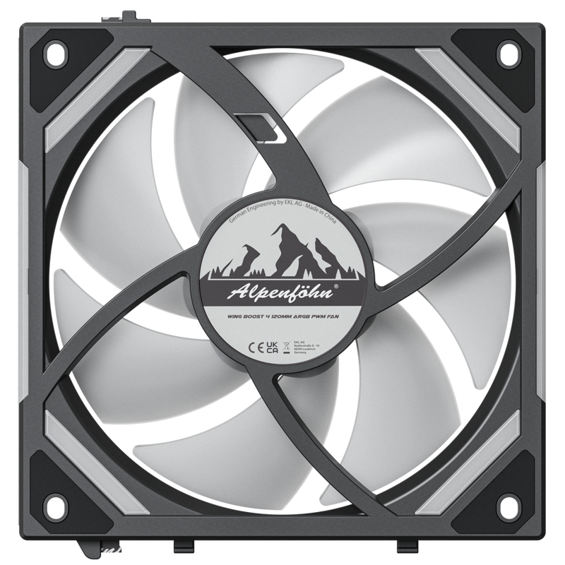 Alpenföhn WingBoost 4 Reverse 120 mm vifte PWM RGB svart sideprofil
