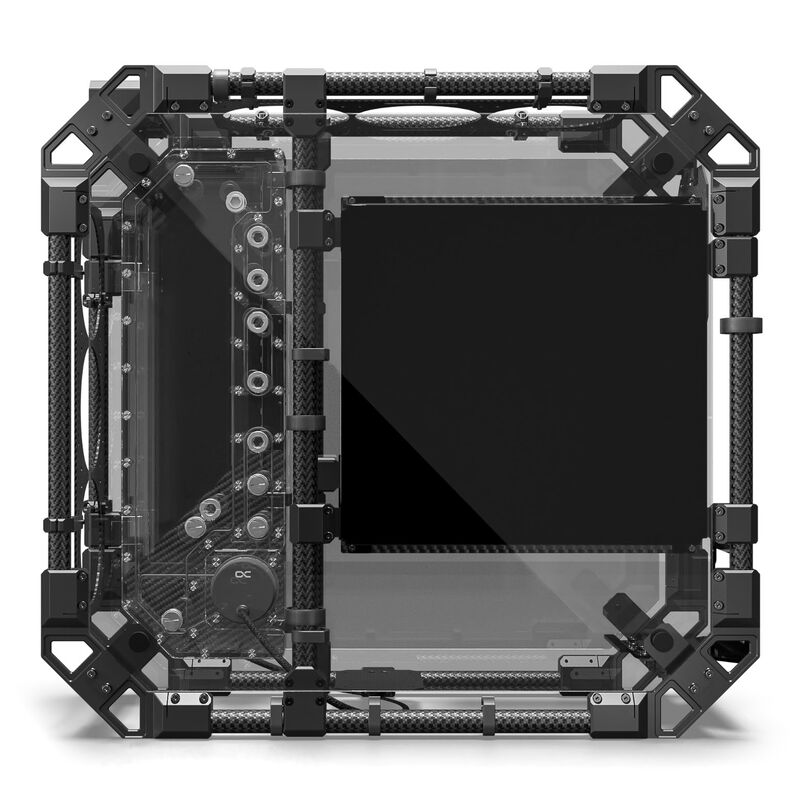 Alphacool Apex Pro Skeleton kabinett montert med komponenter