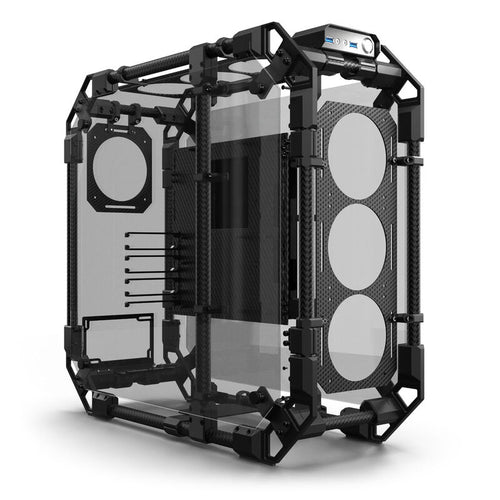 Alphacool Apex Skeleton kabinett open frame E-ATX carbon svart forfra