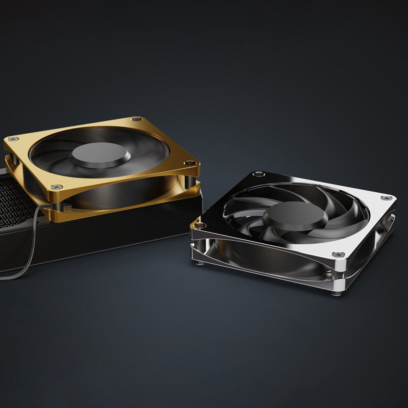 Alphacool Apex Stealth Metall vifte 120 mm PWM 2000 RPM krom sideprofil