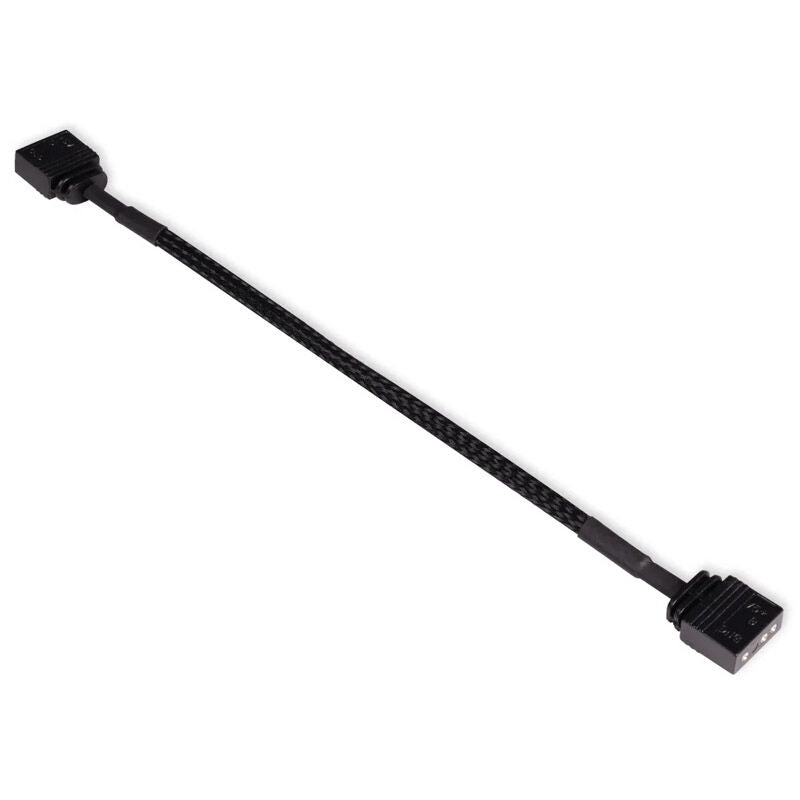 Alphacool aRGB 3-Pin skjermet forlengelseskabel 15 cm svart forfra