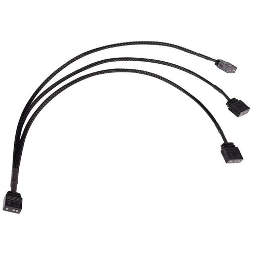 Alphacool aRGB 3-Pin til 3x 3-Pin Y-splitter 30 cm svart forfra