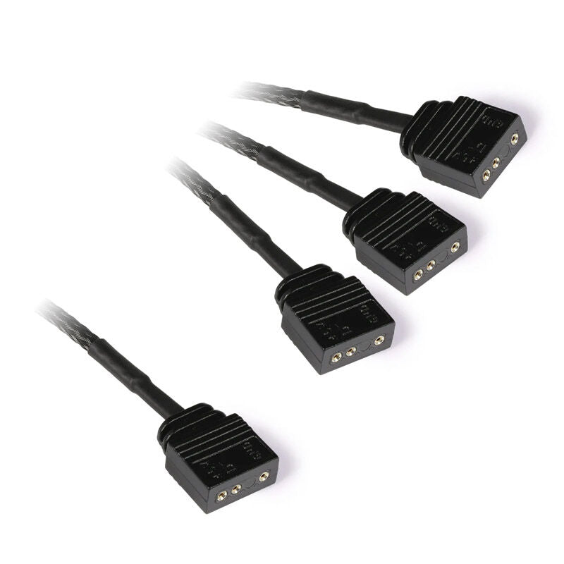 Alphacool aRGB 3-Pin til 3x 3-Pin Y-splitter 30 cm svart detalj av kabel