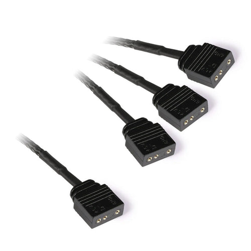 Alphacool aRGB 3-Pin til 3x 3-Pin Y-splitter 30 cm svart detalj av kabel